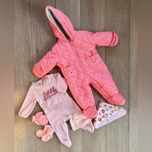 Carter's Pink Polka Dot Quilted Snowsuit